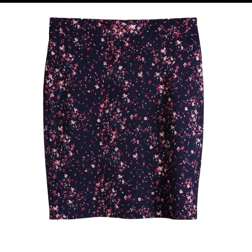 J. Crew Navy Floral Pencil Skirt Knee-Length. Size 10